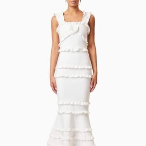 Elliatt Kimberly Frill Maxi Dress White